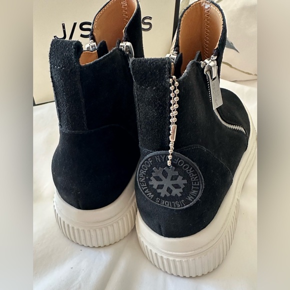 J/Slides Womens WYONA WP BlackLeather Double Zipper Ankle Boots Shoes NWT no box - Picture 6 of 10